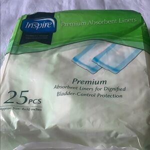 Lot 4 packs Inspire Premium Absorbent Liners  25 pcs, size 4 x 10 inches